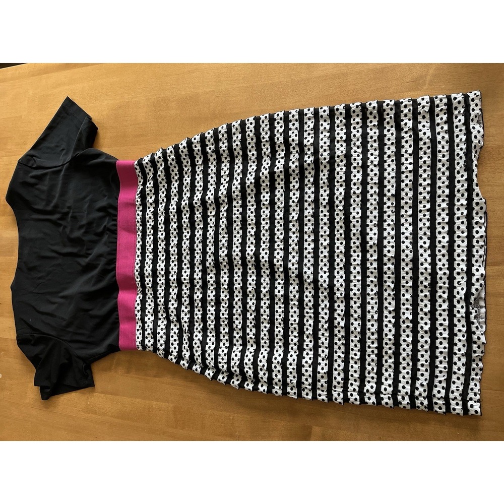 Ronni Nicole Women's Empire Waist Dress Short Sleeve B&W Sz 8 Ruffle Polka Dot - Picture 13 of 13